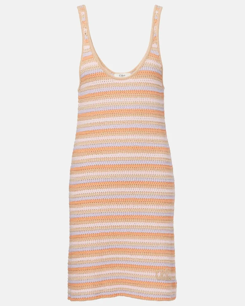 Chloé ChloÃ© Abito corto in maglia di cotone Multicolore