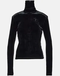 Saint Laurent Top dolcevita in jersey di velluto Nero