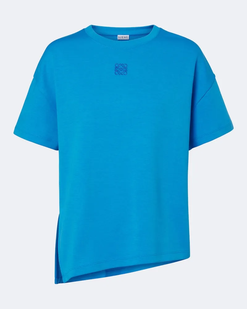 Loewe T-shirt in misto cotone asimmetrica Blu
