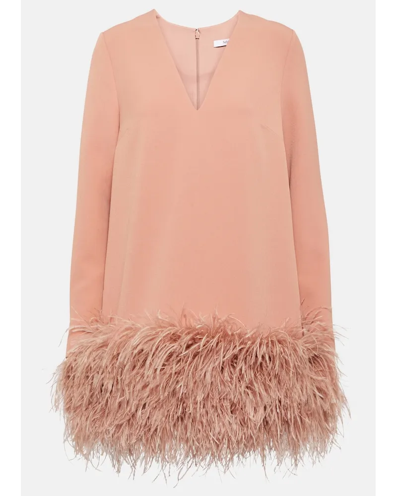 Safiyaa Miniabito Aleannah in crÃªpe con piume Rosa