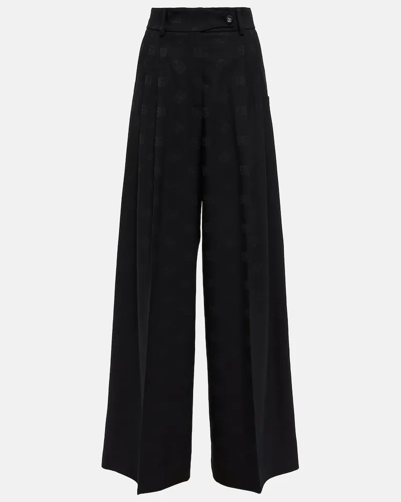 Dolce & Gabbana Pantaloni in misto lana a vita alta Nero