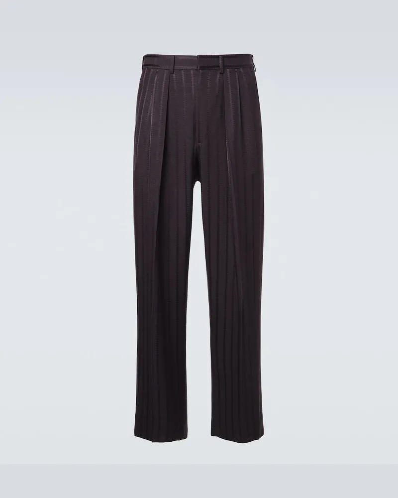 Tom Ford Pantaloni in jacquard a righe Grigio
