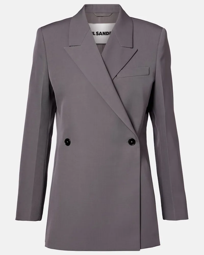 Jil Sander Blazer doppiopetto in gabardine di lana Grigio