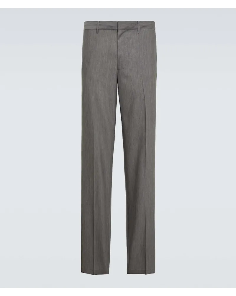 Prada Pantaloni slim in lana e mohair Grigio