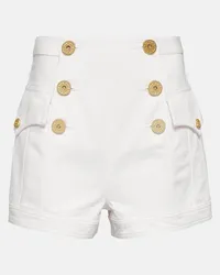 Balmain Shorts di jeans a vita alta Bianco