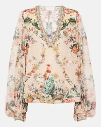 Camilla Blusa in seta con stampa floreale Multicolore