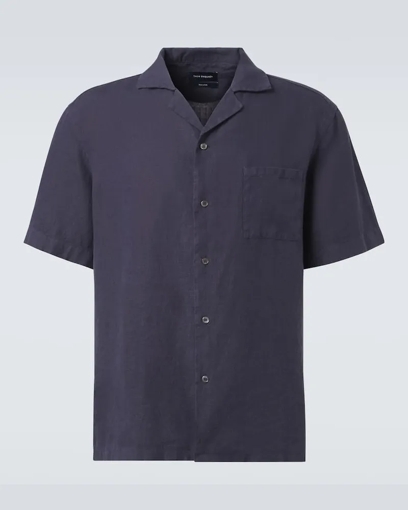 Thom Sweeney Camicia in lino Blu