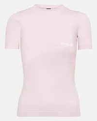 Balenciaga T-shirt in jersey di cotone con stampa Rosa