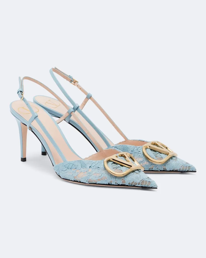 Valentino Garavani Pumps slingback VLogo in pizzo Blu