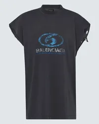 Balenciaga T-shirt in jersey di cotone con stampa Nero