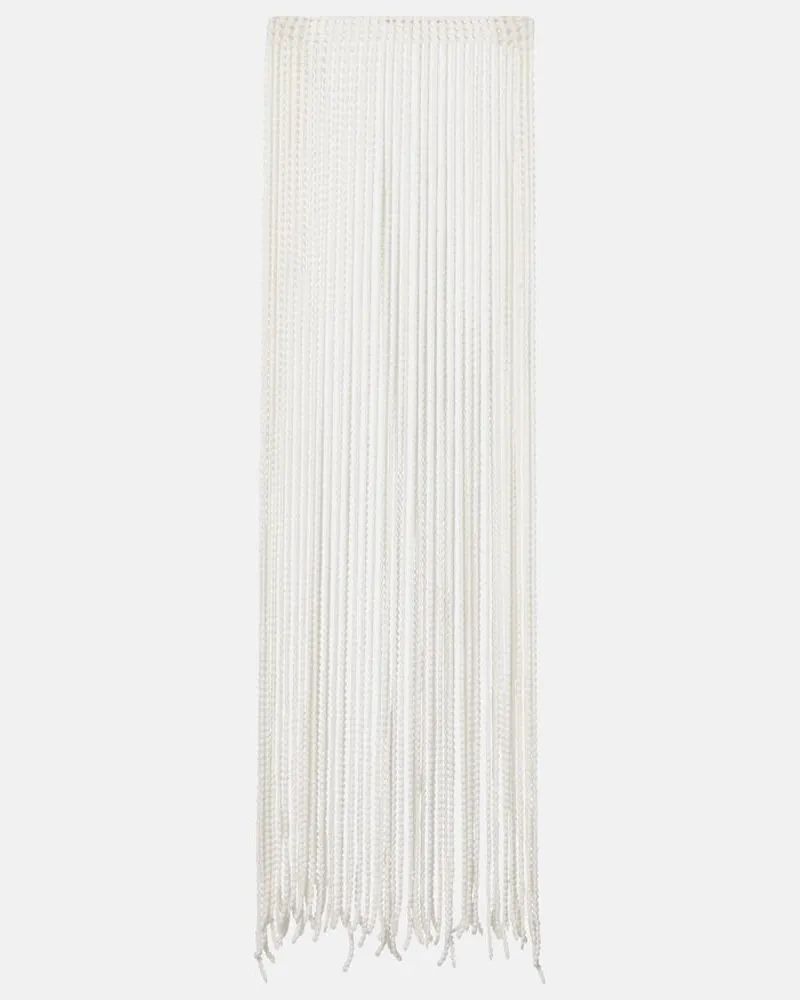 Alaïa AlaÃ¯a Sciarpa con perline e frange Bianco