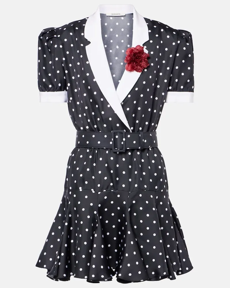 Rodarte Abito corto in twill di seta a pois Nero