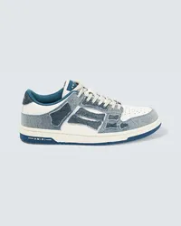 Amiri Sneakers Skel Top Low in denim e pelle Blu