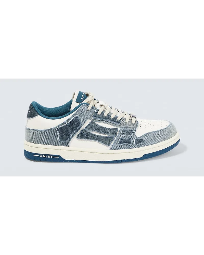 Amiri Sneakers Skel Top Low in denim e pelle Blu