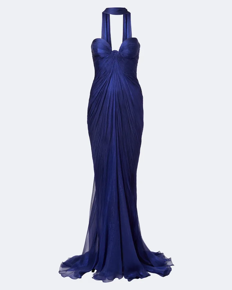 Maria Lucia Hohan Abito lungo Salima bustier in seta Blu