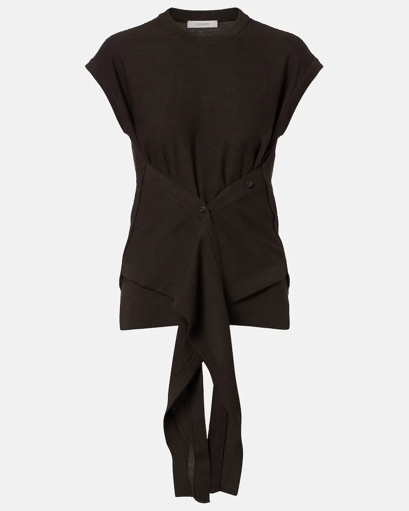 Christophe Lemaire Top in maglia di misto lana Marrone