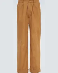 Wales Bonner Pantaloni Dusk in cotone e cashmere Beige