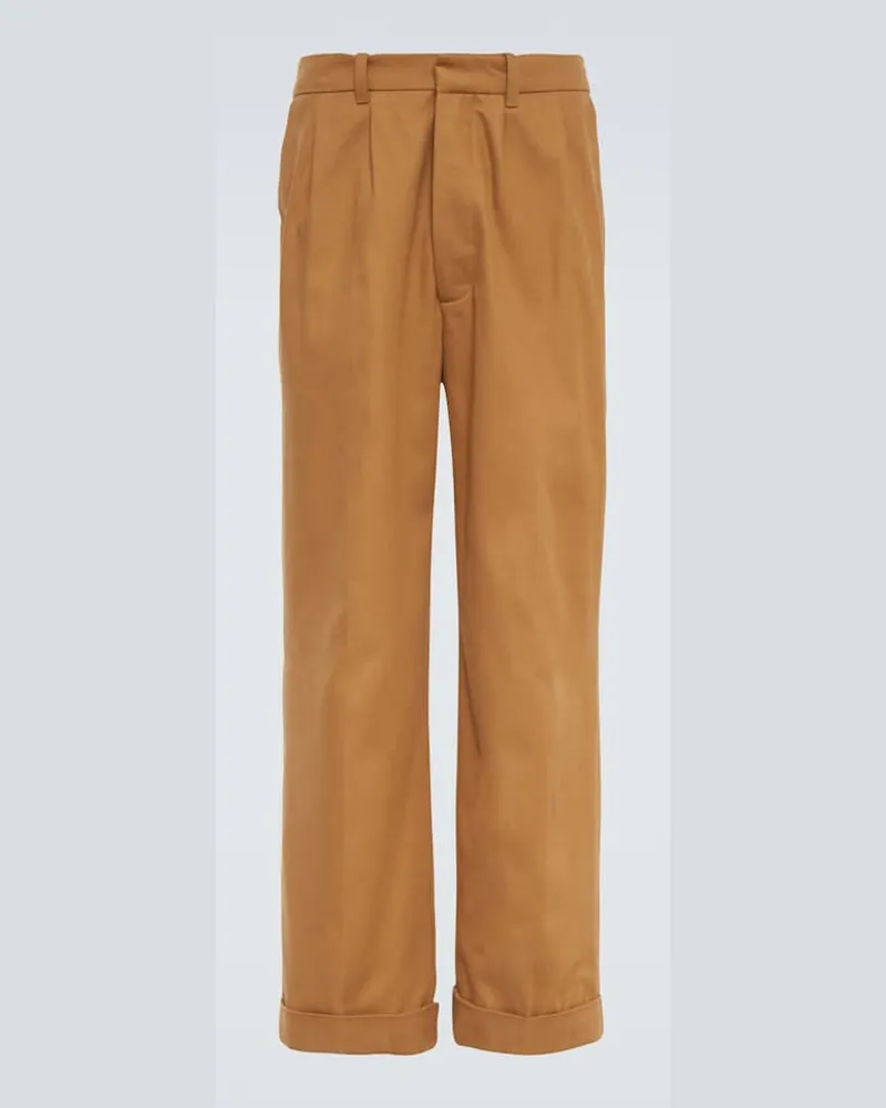 Wales Bonner Pantaloni Dusk in cotone e cashmere Beige