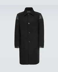 Prada Cappotto in misto lana con pelle Nero