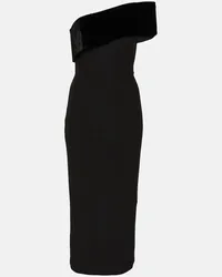 Roland Mouret Abito midi asimmetrico in crêpe Nero