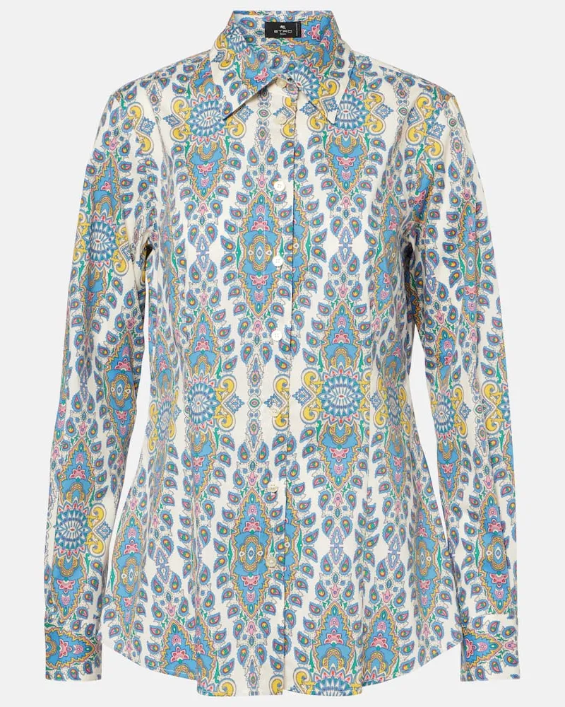 Etro Camicia in misto cotone con stampa Bianco