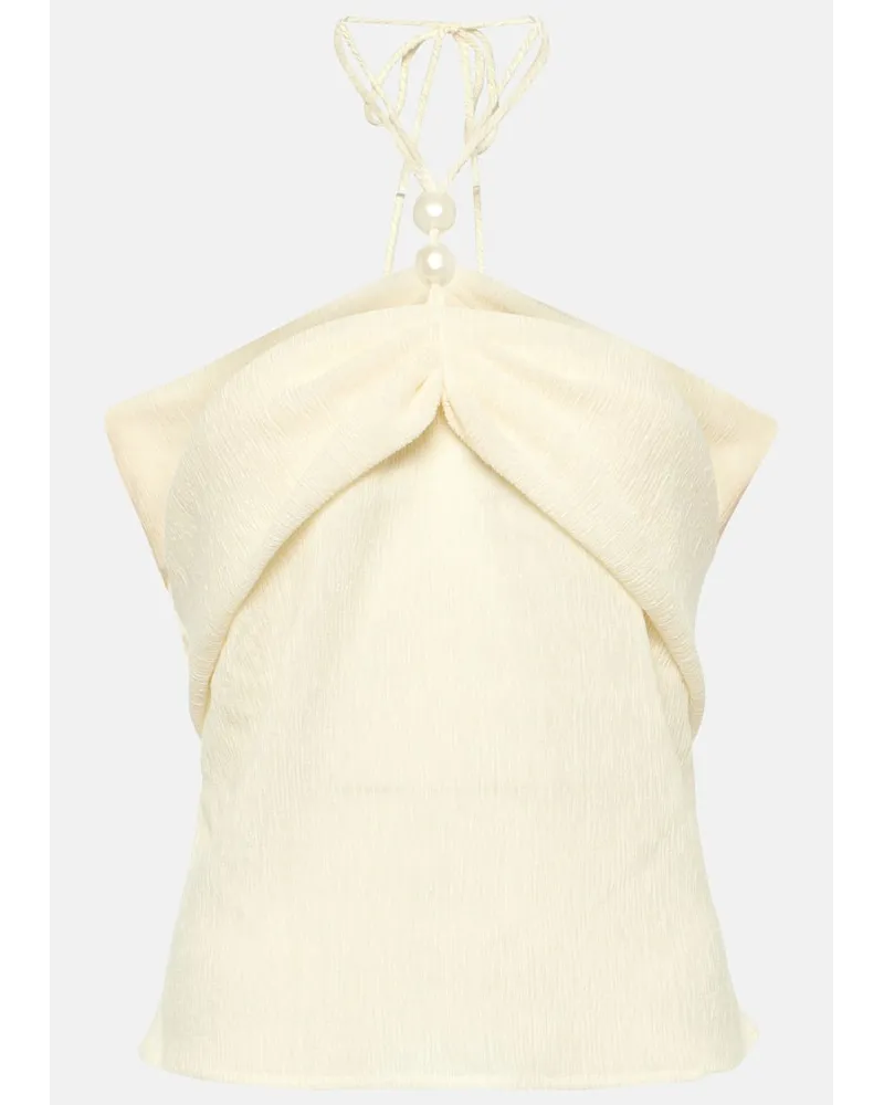 Magda Butrym Top cropped con scollo allâamericana Bianco