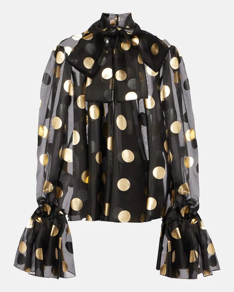 Dolce & Gabbana Blusa in organza di seta a pois Nero