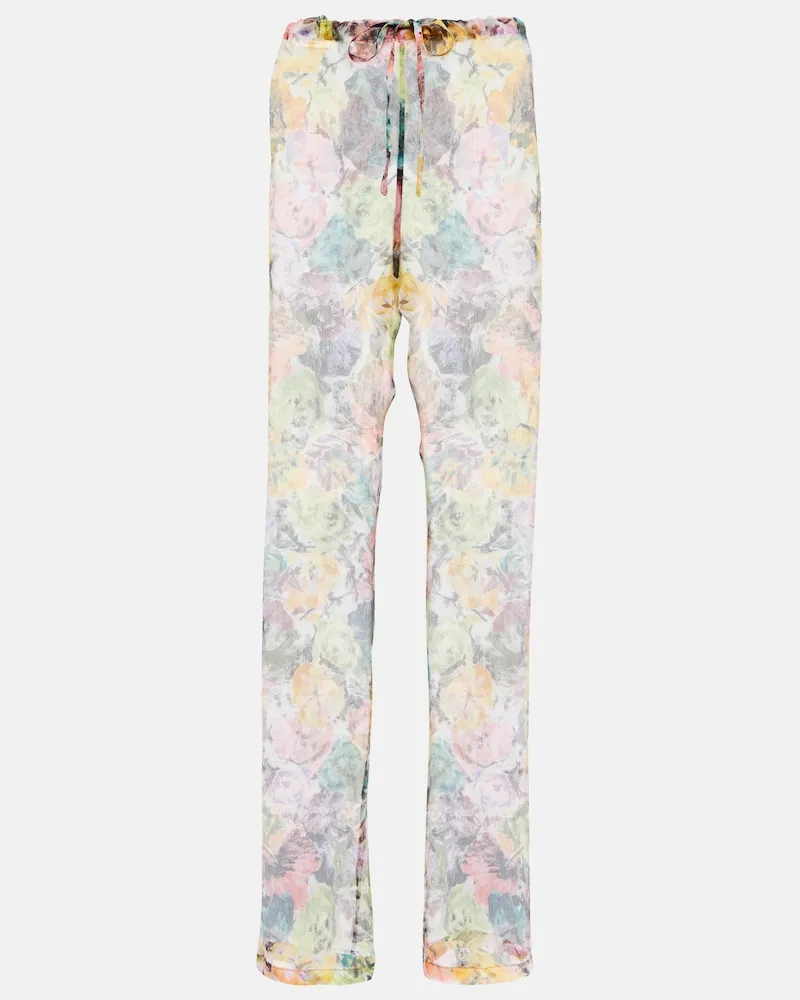 Dries van Noten Pantaloni in crÃªpe di seta con stampa Multicolore