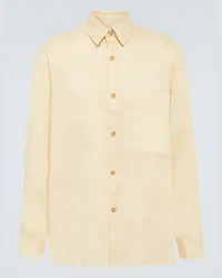 King & Tuckfield Camicia in lino e seta a righe Giallo