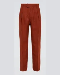 Loro Piana Pantaloni regular Reinga in lino Rosso