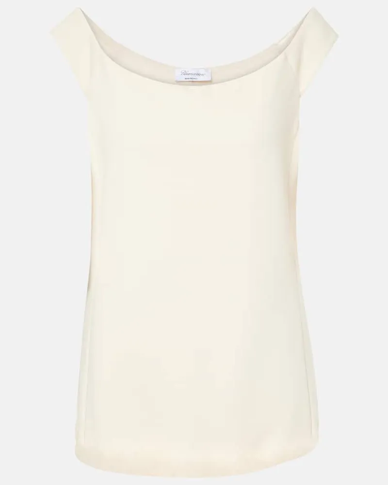 Blumarine Abito corto in crÃªpe con piume Bianco