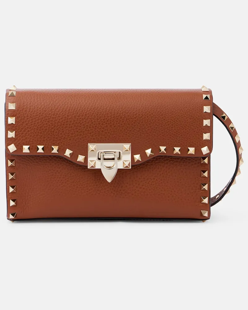 Valentino Garavani Borsa a tracolla Rockstud Small in pelle Marrone