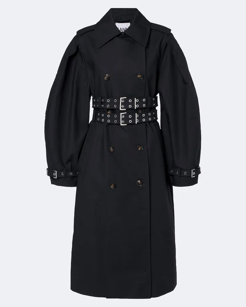 Ganni Trench in cotone Nero