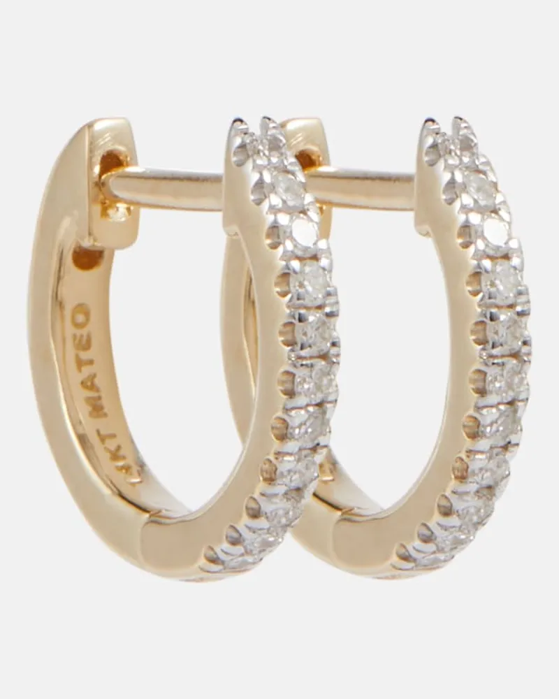 MATEO Orecchini huggie in oro 14kt con diamanti Oro