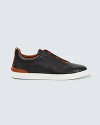 Ermenegildo Zegna Sneakers Triple Stitch in pelle Nero