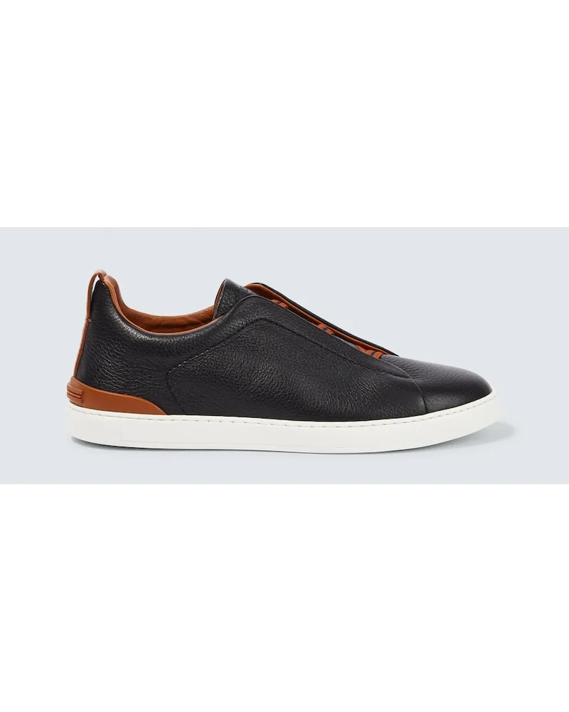 Ermenegildo Zegna Sneakers Triple Stitch in pelle Nero