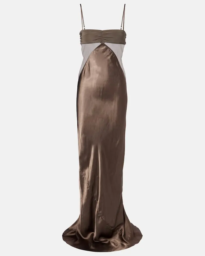 Rick Owens Abito lungo Combo in raso con seta Grigio