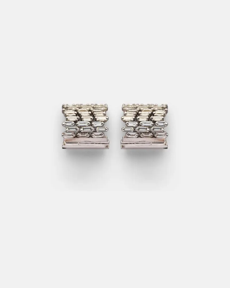 Suzanne Kalan Orecchini Rondelle in oro bianco 18kt con diamanti Argento