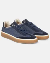 Loro Piana Sneakers Tennis Walk in denim con suede Blu