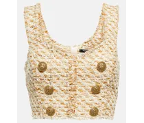 Top cropped in tweed di misto cotone