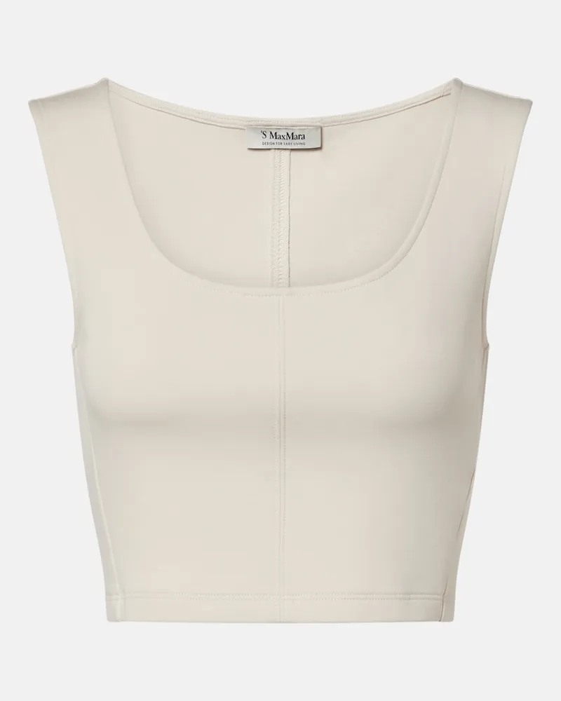 Max Mara Top cropped Dire in jersey di misto cotone Bianco