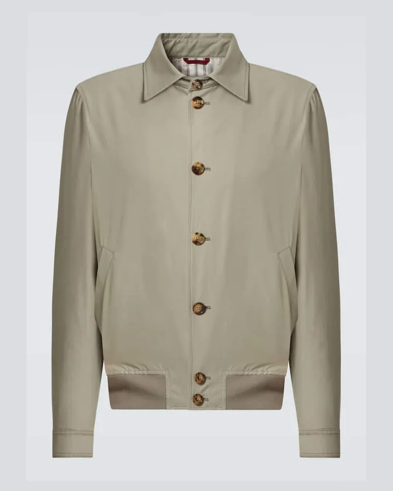 Brunello Cucinelli Bomber in misto cotone Verde