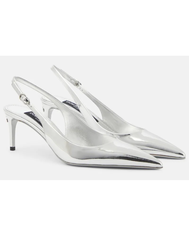 Dolce & Gabbana Pumps slingback in pelle metallizzata Argento