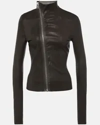 Rick Owens Giacca Gary in pelle e cotone Marrone