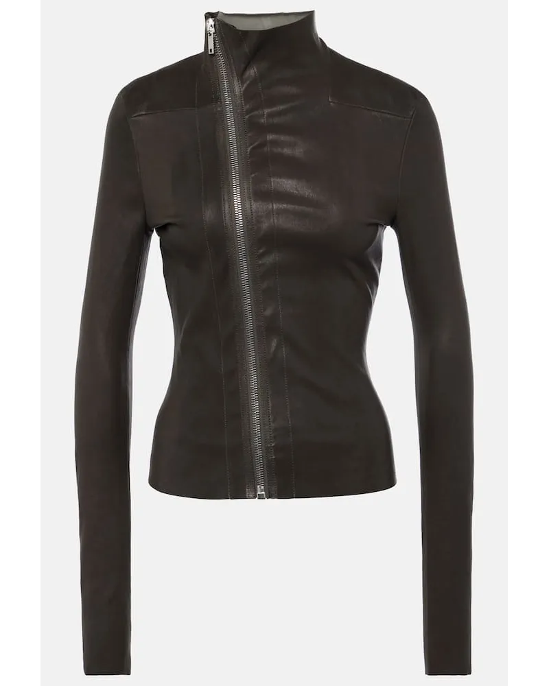 Rick Owens Giacca Gary in pelle e cotone Marrone