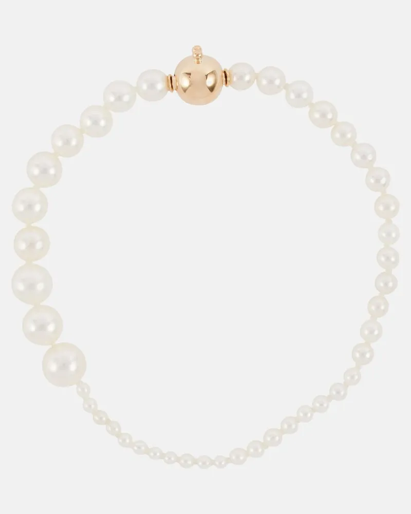 Sophie Bille Brahe Bracciale Petite Peggy in oro giallo 14kt con perle Bianco