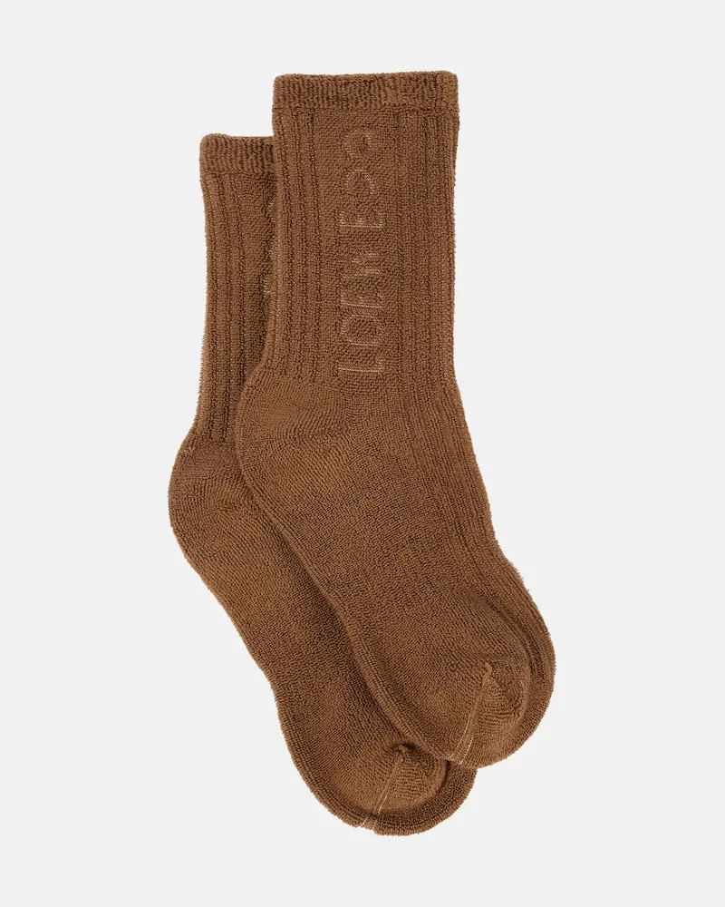 Loewe X On - Calzini in misto cotone con logo Marrone