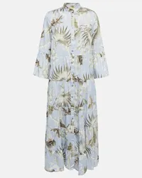 Erdem Abito midi Panthea in cotone con stampa Multicolore