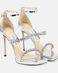 Jimmy Choo Sandali Bing in pelle con cristalli Argento