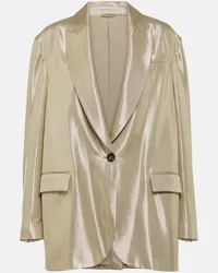 Brunello Cucinelli Blazer in gabardina metallizzata Oro